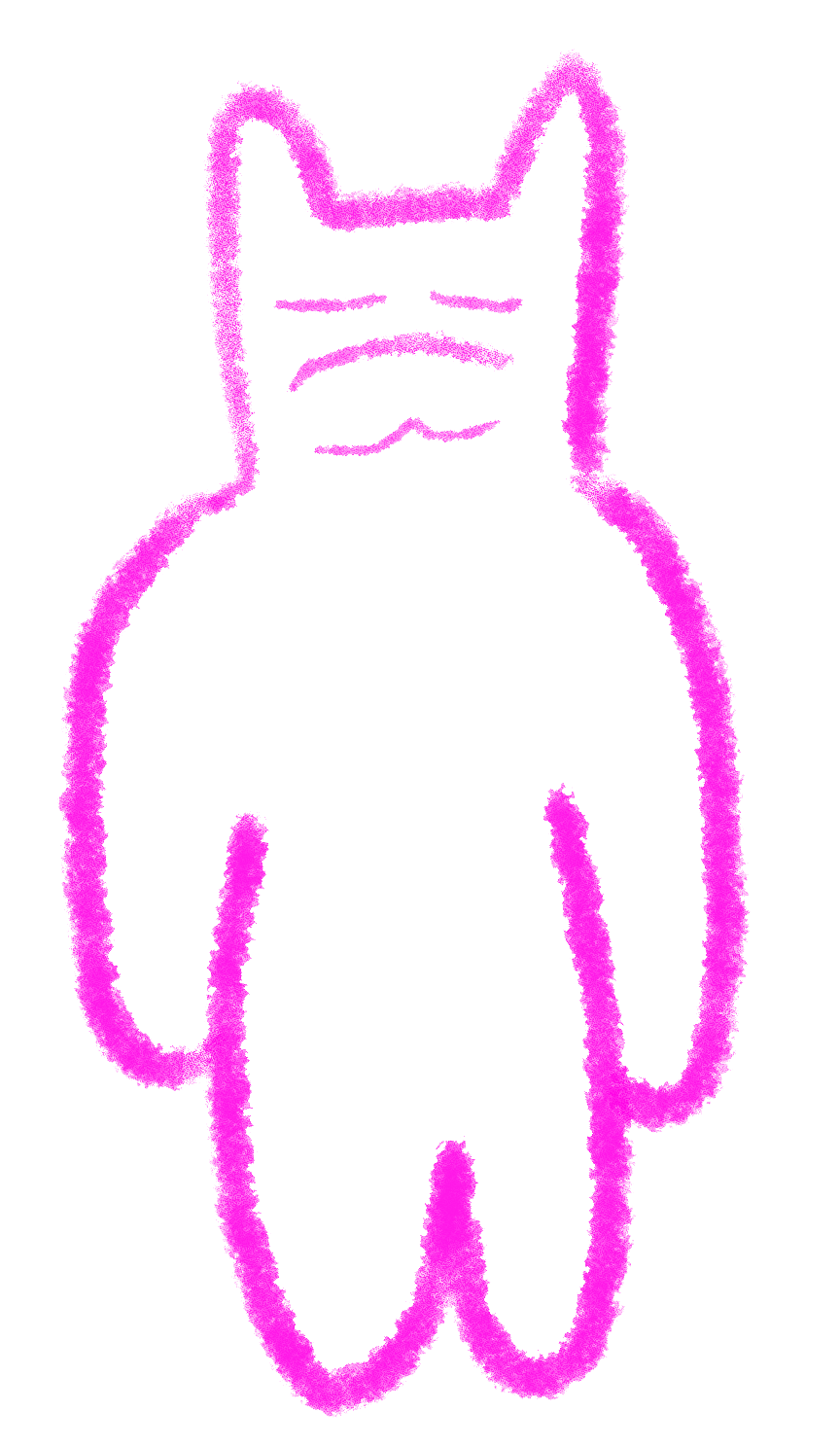 A crude pink pencil drawing of an angel behind the dog. Draggable.